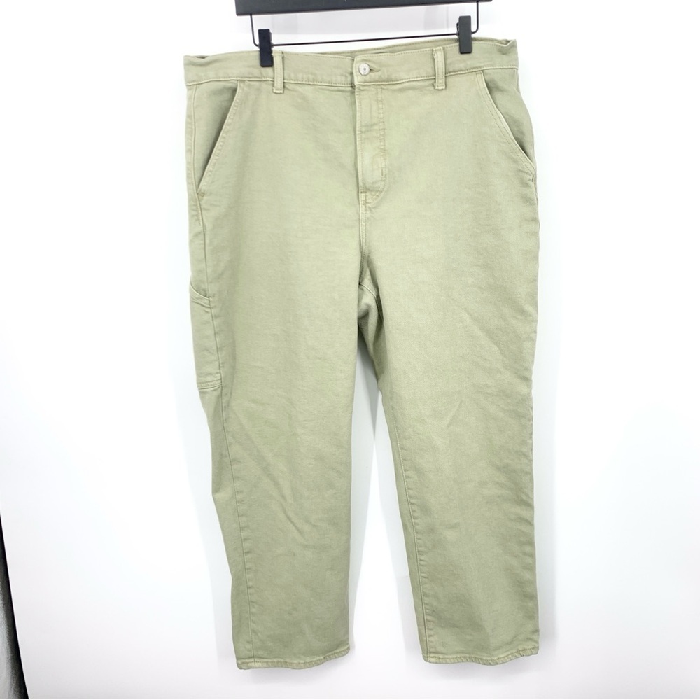 Old Navy Women Size 16 Jeans Green Pants Sky Hi Straight Stretch Carpenter High